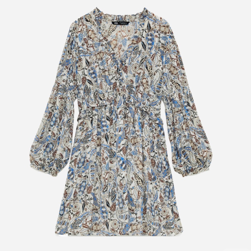 NWT Zara Paisley Printed Mini Dress XL
